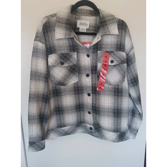 Cabincore Plaid Jacket By Boston Traders Black And White With Tags. Sz M - Picture 1 of 6